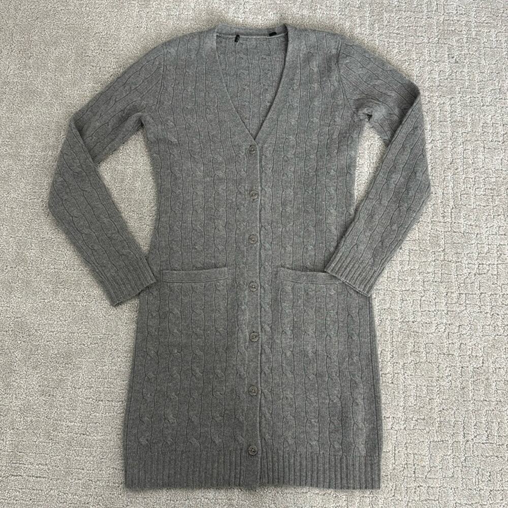 Ralph Lauren Black Label 100% cashmere long sleevesweater dress v neck grey gray